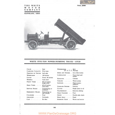 White Five Ton Power Dumping Truck Atcd Fiche Info Mc Clures 1917