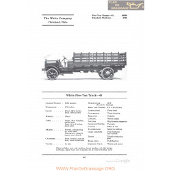 White Five Ton Truck 45 Fiche Info 1922