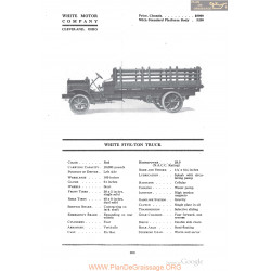 White Five Ton Truck Fiche Info 1918