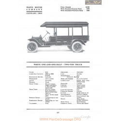 White One And One Half Two Ton Truck Fiche Info 1918