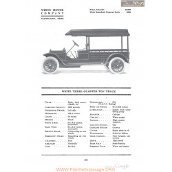 White Three Quarter Ton Truck Fiche Info 1918