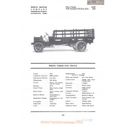 White Three Ton Truck Fiche Info 1918