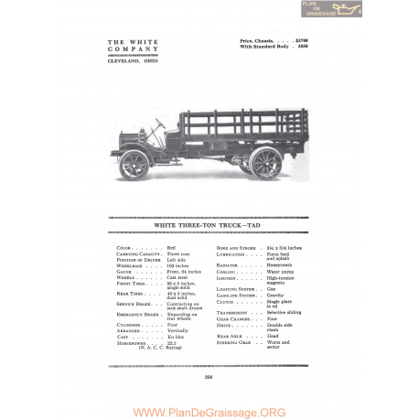 White Three Ton Truck Tad Fiche Info 1916