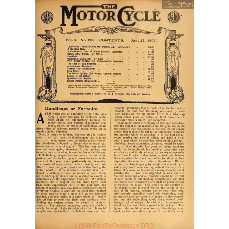 The Motor Cycle 1907 01 January 23 Vol05 N0200 Handicaps Or Formulae