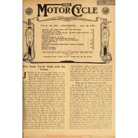 The Motor Cycle 1907 01 January 30 Vol05 N0201 The Auto Cycle Club And The Union
