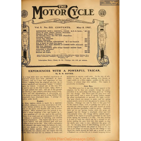 The Motor Cycle 1907 05 May 08 Vol05 N0215 Experiences With A Powerful Tricar