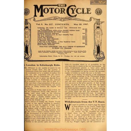 The Motor Cycle 1907 05 May 22 Vol05 N0217 London To Edinburgh Ride