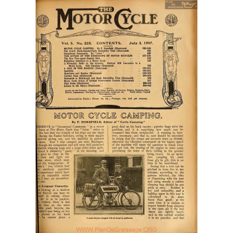 The Motor Cycle 1907 07 July 03 Vol05 N0223 Motor Cycle Camping