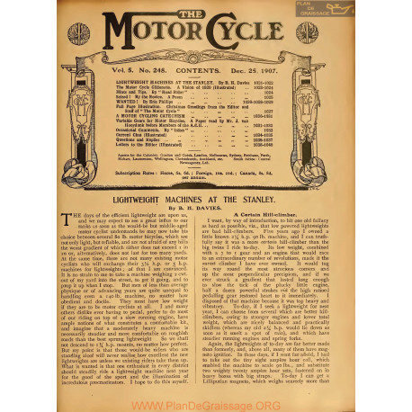 The Motor Cycle 1907 12 December 25 Vol05 N0248 Lightweight Machines At The Stanley