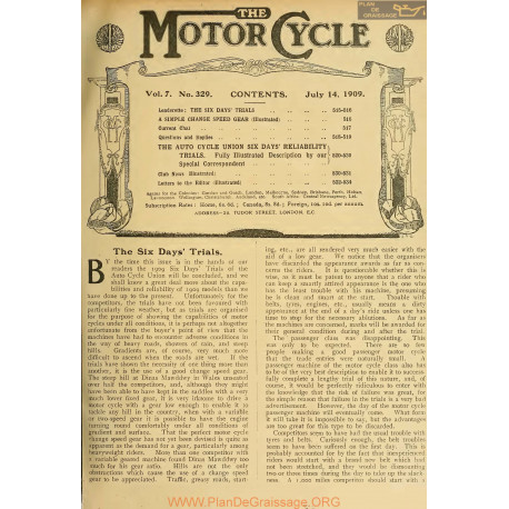 The Motor Cycle 1909 07 July 14 Vol07 N0329 The Auto Cycle Union Six Days Reliability