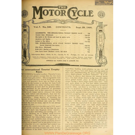 The Motor Cycle 1909 09 September 29 Vol07 N0340 Leaderette The International Tourist Trophy Race