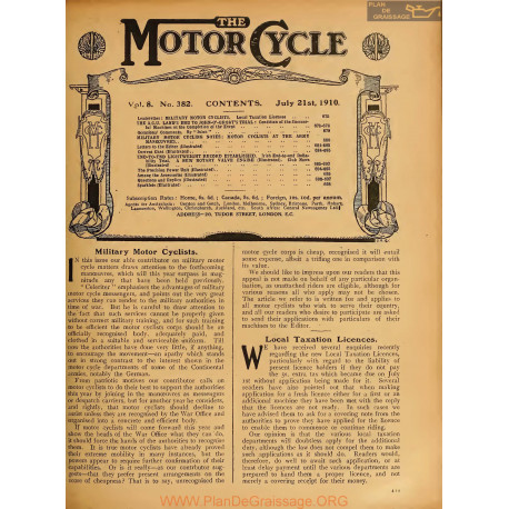 The Motor Cycle 1910 07 July 21 Vol08 N0382military Motor Cyclists