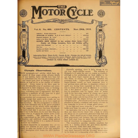 The Motor Cycle 1910 11 November 24 Vol08 N0400 Olympia Observations