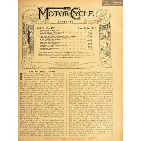 The Motor Cycle 1911 08 August 24 Vol09 N0439 The Six Days Trials