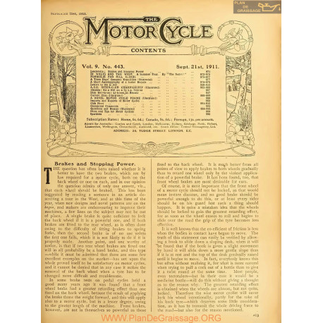 The Motor Cycle 1911 09 September 21 Vol09 N0443 Brakes And Stopping Power