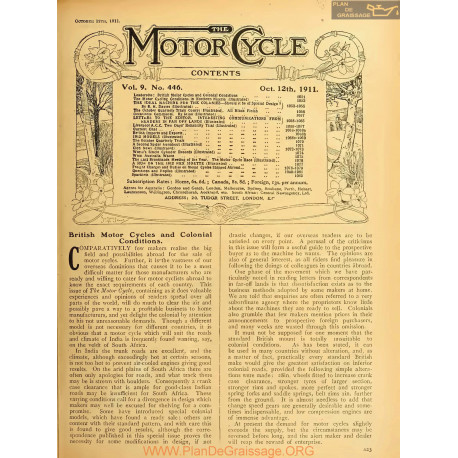 The Motor Cycle 1911 10 October 12 Vol09 N0446 British Motor Cycles And Colonial Conditions