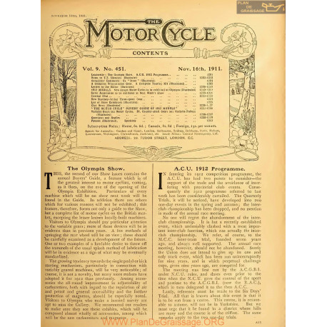 The Motor Cycle 1911 11 November 16 Vol09 N0451 The Olympia Show