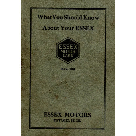 Essex 1921 Owners Instruction Manual