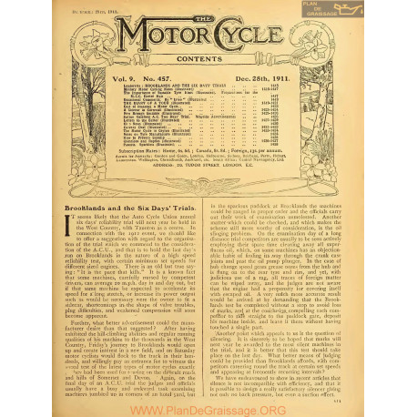 The Motor Cycle 1911 12 December 28 Vol09 N0457 Brooklands And The Six Days Trials