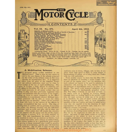 The Motor Cycle 1912 04 April 04 Vol10 N0471 A Mobilisation Scheme