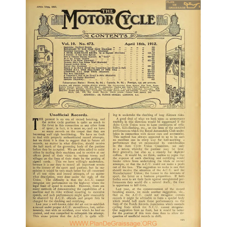 The Motor Cycle 1912 04 April 18 Vol10 N0473 Unofficial Records