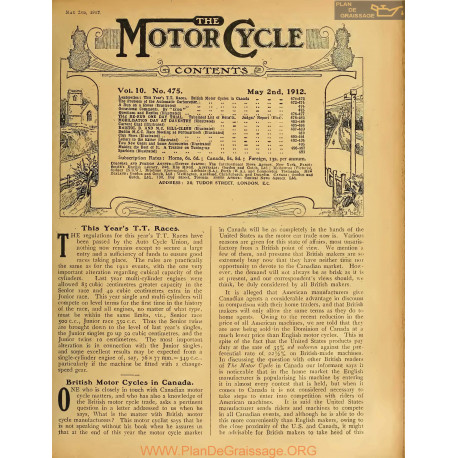The Motor Cycle 1912 05 May 02 Vol10 N0475 This Year S Tt Races