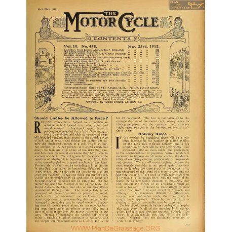 The Motor Cycle 1912 05 May 23 Vol10 N0478 Scould Ladies Be Allowed To Race