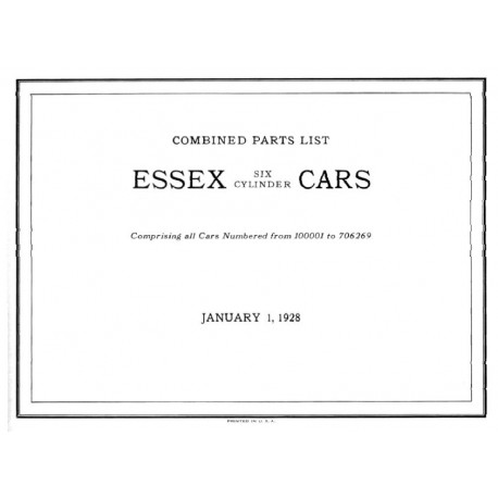 Essex 1924 27 Parts List