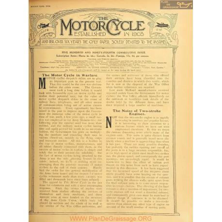 The Motor Cycle 1914 08 August 13 Vol13 N0594 The Motor Cycle In Warfare