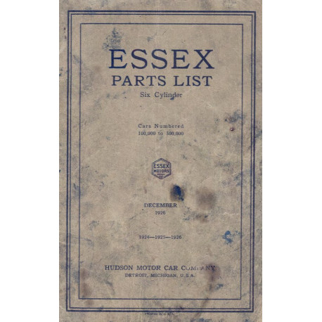 Essex 1926 Parts List