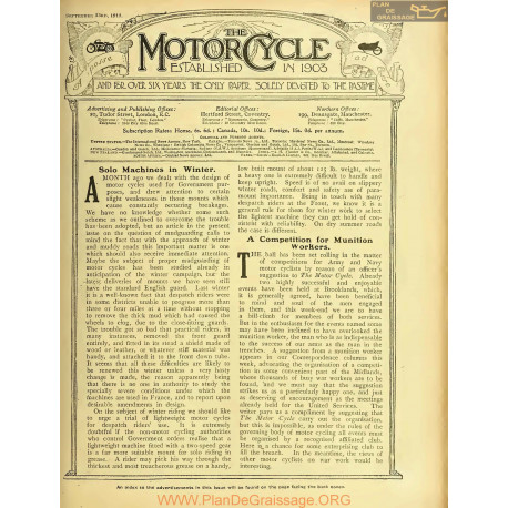 The Motor Cycle 1915 09 September 23 Vol15 N0652 Solo Machines In Winter
