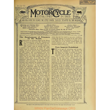 The Motor Cycle 1916 05 May 11 Vol16 N0685 The Emplyment Pf Prisoners On The Roads