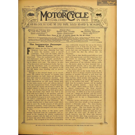 The Motor Cycle 1916 07 July 27 Vol17 N0696 The Inexpensive Passenger Motor Cycle