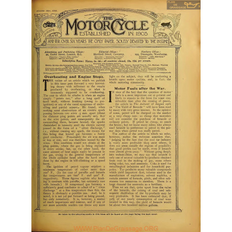 The Motor Cycle 1916 08 August 31 Vol17 N0701 Overheating And Engine Stops