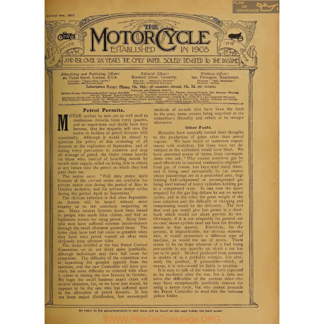 The Motor Cycle 1917 08 August 09 Vol19 N0750 Petrol Permits