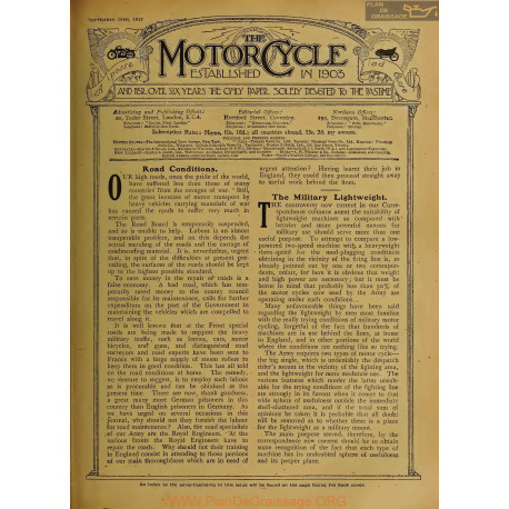 The Motor Cycle 1917 09 September 20 Vol19 N0756 Road Conditions
