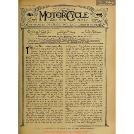 The Motor Cycle 1917 09 September 27 Vol19 N0757 After The War Improvements