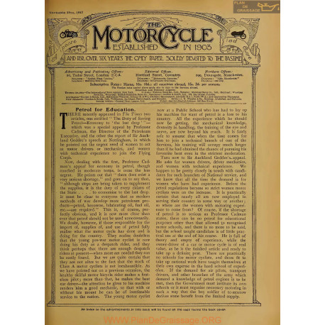 The Motor Cycle 1917 11 November 29 Vol19 N0766 Petrol For Education