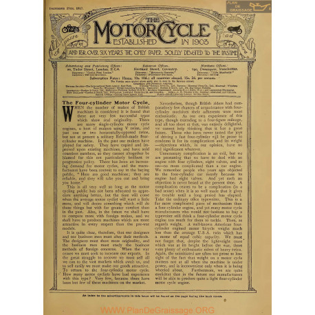 The Motor Cycle 1917 12 December 27 Vol19 N0770 The Four Cylinder Motor Cycle