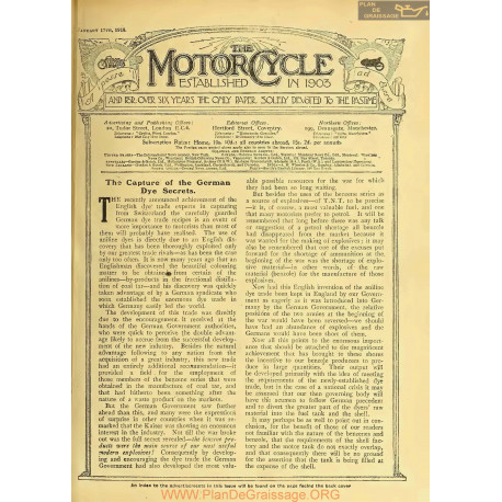 The Motor Cycle 1918 01 January 17 Vol20 N0773 The Capture Of The German Dye Secrets