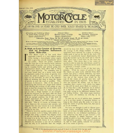 The Motor Cycle 1918 02 February 14 Vol20 N0777 A High Or Low Centre Of Gravity And Its Probable Influence Upon Side Slip