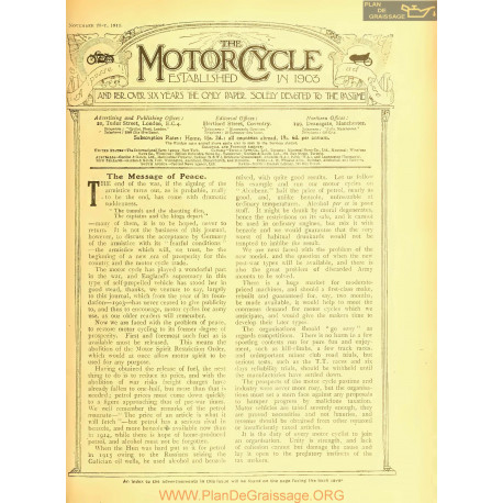 The Motor Cycle 1918 11 November 21 Vol21 N0817 The Message Of Peace