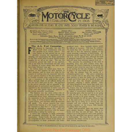 The Motor Cycle 1919 01 January 23 Vol22 N0826 The Aa Fuel Campaign