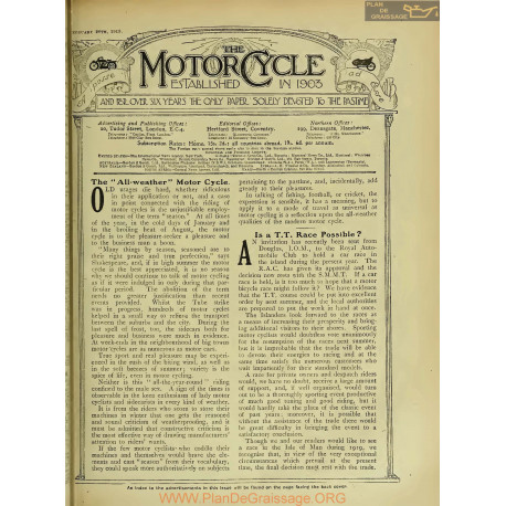 The Motor Cycle 1919 02 February 20 Vol22 N0830 The All Weather Motor Cycle