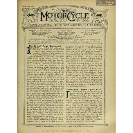 The Motor Cycle 1919 03 March 27 Vol22 N0835 Roads And Road Transport