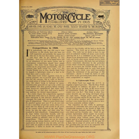 The Motor Cycle 1919 10 October 02 Vol23 N0862 Competitions In 1920