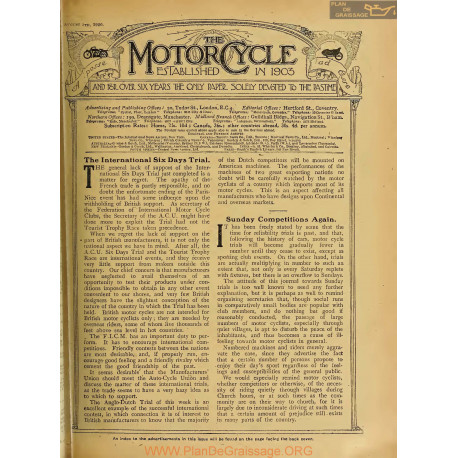The Motor Cycle 1920 08 August 05 Vol25 N0906 The International Six Days Trial