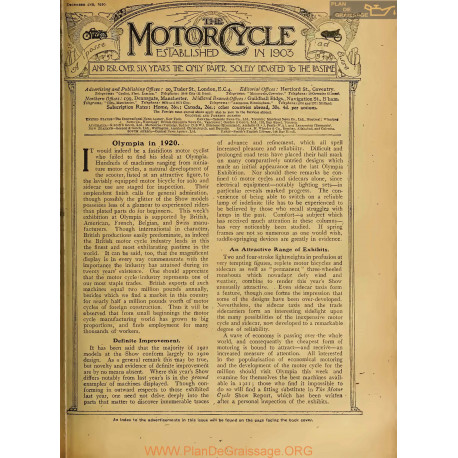 The Motor Cycle 1920 12 December 02 Vol25 N0923 Olympia In 1920