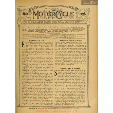 The Motor Cycle 1920 12 December 09 Vol25 N0924 Licences In 1921
