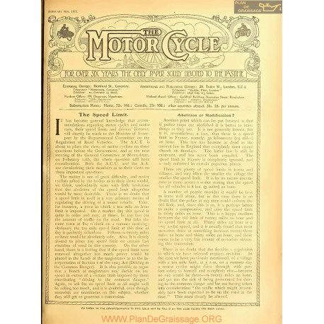 The Motor Cycle 1921 02 February 03 Vol26 N0932 The Speed Limit